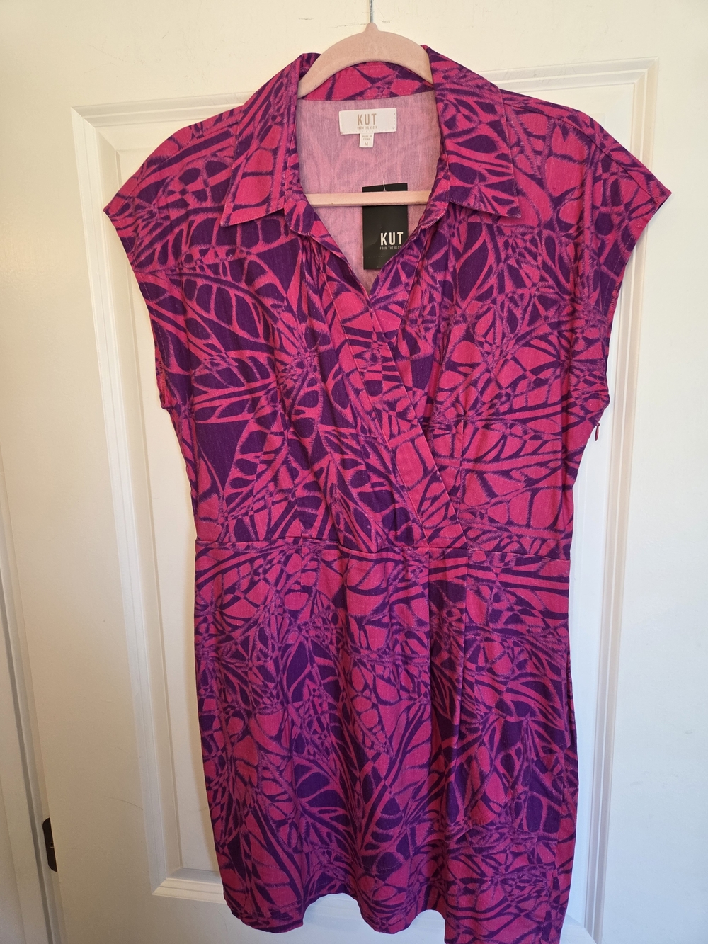 Kut From The Kloth Pink/purple Floral Mini Wrap Linen Dress Size Medium NWT